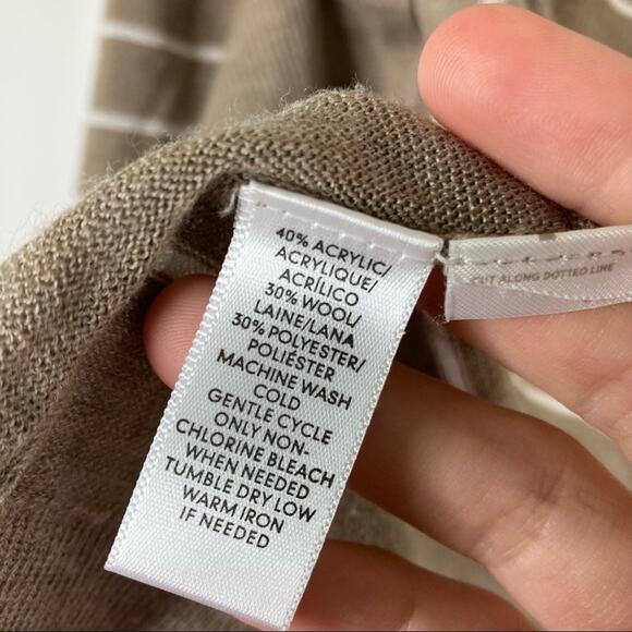 3/$30 LOFT | Light Brown Striped Wool Blend Open Front Cardigan Sweater XS - Picture 5 of 6
